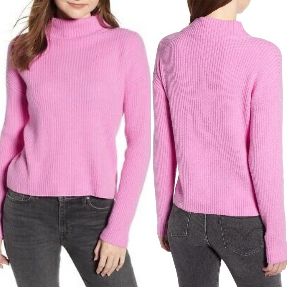 BP purple funnel neck‎ wool blend ribbed sweater size medium